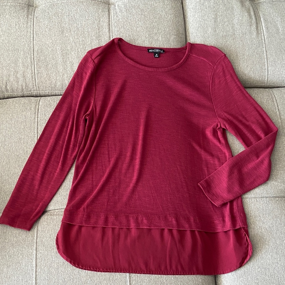 J. Crew Burgundy Long Sleeve Top, sz. M
